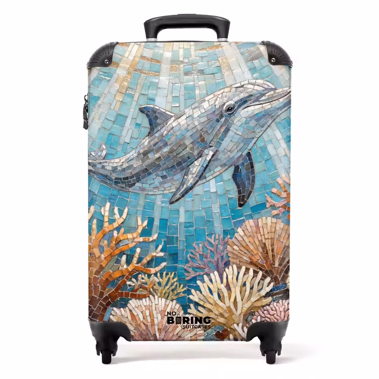 Koffer - Dieren - Mozaïek - Oceaan - Koraal - Blauw - Dieren - Mozaïek - Oceaan - Koraal - Blauw NBS - Handbagage koffer - Volwassenen Unisex middel
