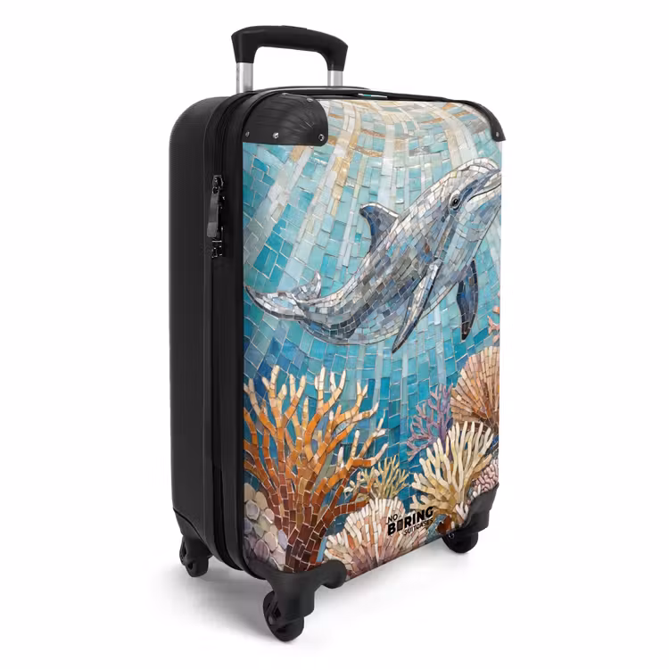 Koffer - Dieren - Mozaïek - Oceaan - Koraal - Blauw - Dieren - Mozaïek - Oceaan - Koraal - Blauw NBS - Handbagage koffer - Volwassenen Unisex middel