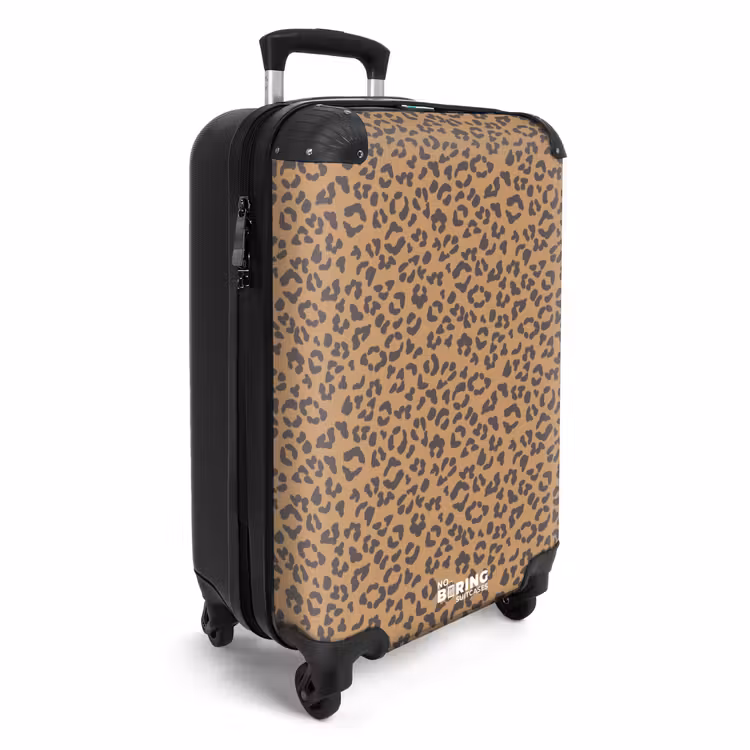 Dieren print panter bruin NBS - Handbagage koffer - Kinderen Unisex middel -productfoto_3d