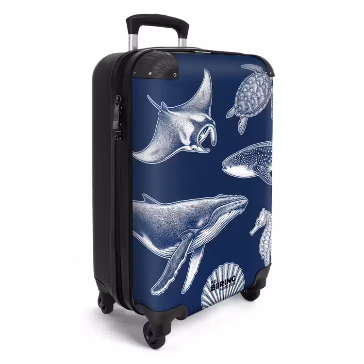 Koffer - Dieren - Zeeleven - Oceaan - Graveren - Blauw - Dieren - Zeeleven - Oceaan - Graveren - Blauw NBS - Handbagage koffer - Volwassenen Unisex middel