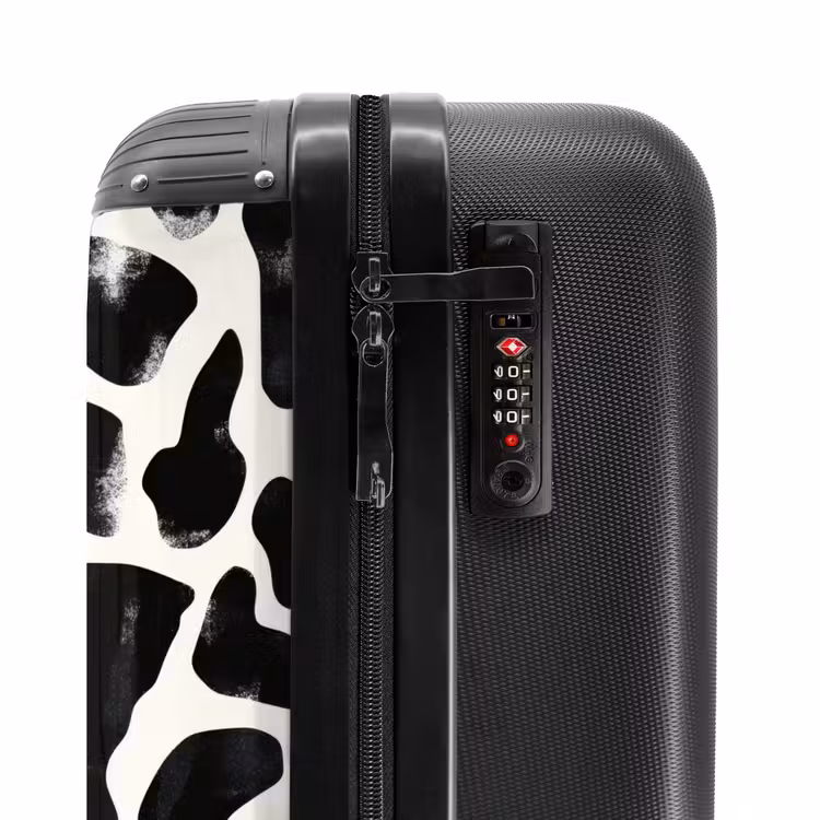 Dierenpatroon - Vlekken - Zwart - Wit NBS - Handbagage koffer - Volwassenen Unisex middel -slot
