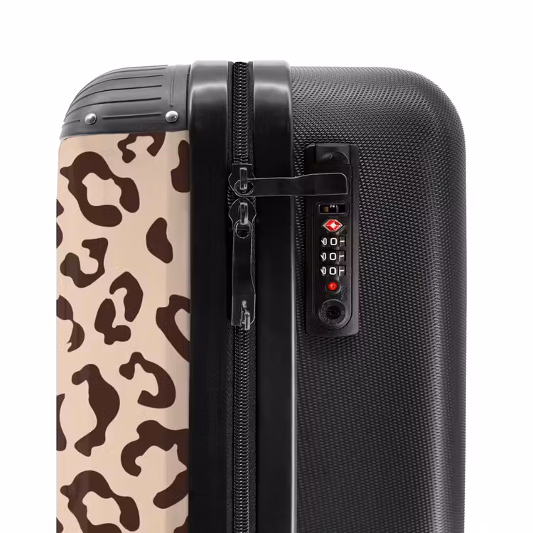 Dierenprints - Panterprint koffer in bruin en beige NBS - Handbagage koffer - Unisex middel -slot