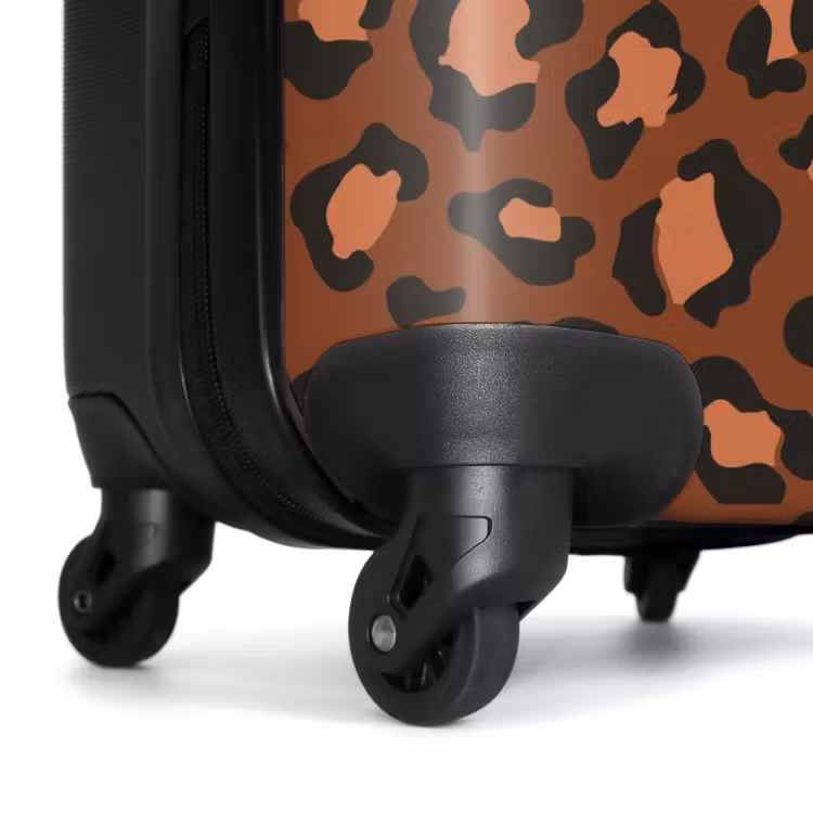 Dierenprints - Panterprint koffer in kastanjebruin en zwart/terracotta NBS - Handbagage koffer - Unisex middel -wiel