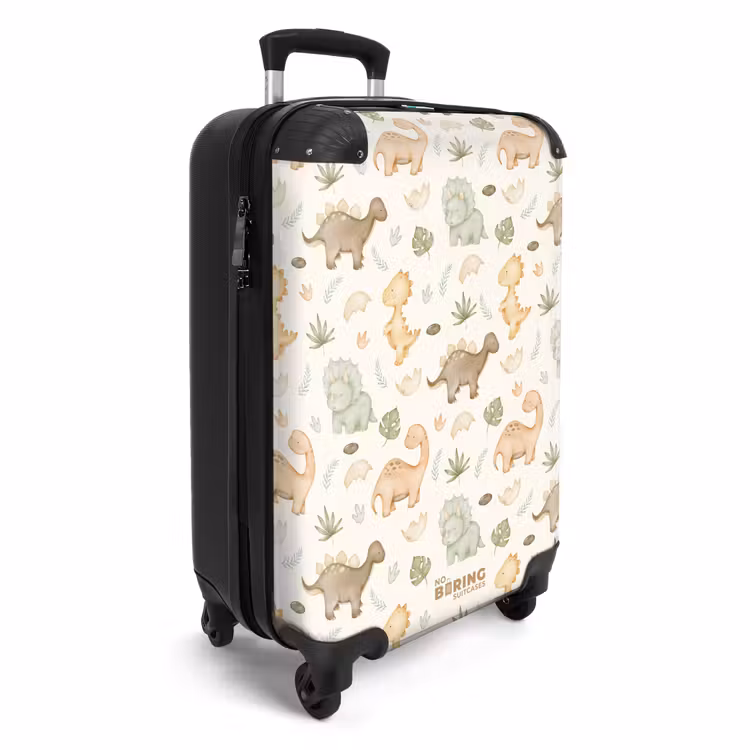 Dino patroon in pastelkleuren NBS - Handbagage koffer - Volwassenen Unisex middel -productfoto_3d