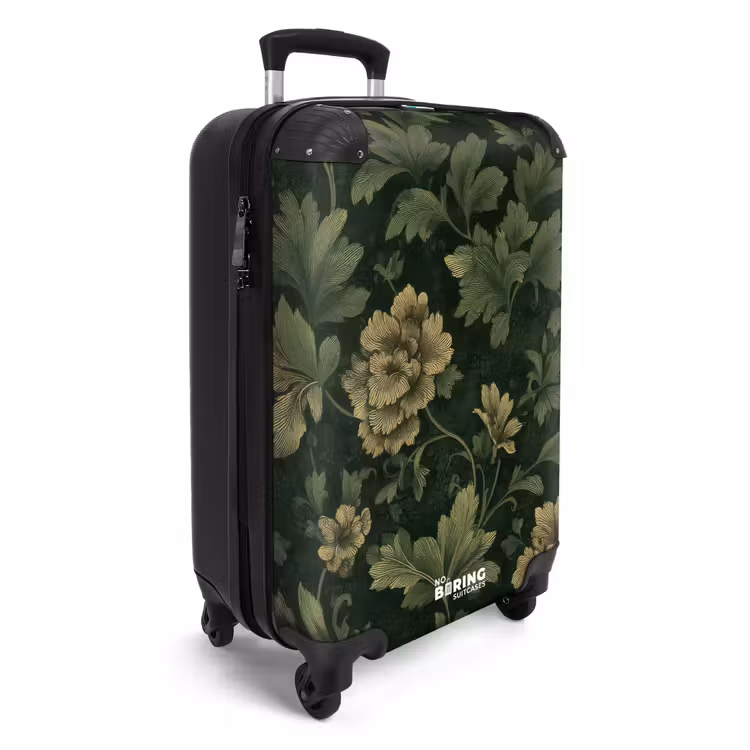 Koffer - Donker - Groen - Goud - Botanisch - Donker - Groen - Goud - Botanisch NBS - Handbagage koffer - Volwassenen Unisex middel