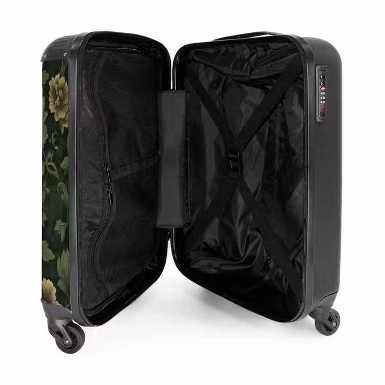 Koffer - Donker - Groen - Goud - Botanisch - Donker - Groen - Goud - Botanisch NBS - Handbagage koffer - Volwassenen Unisex middel