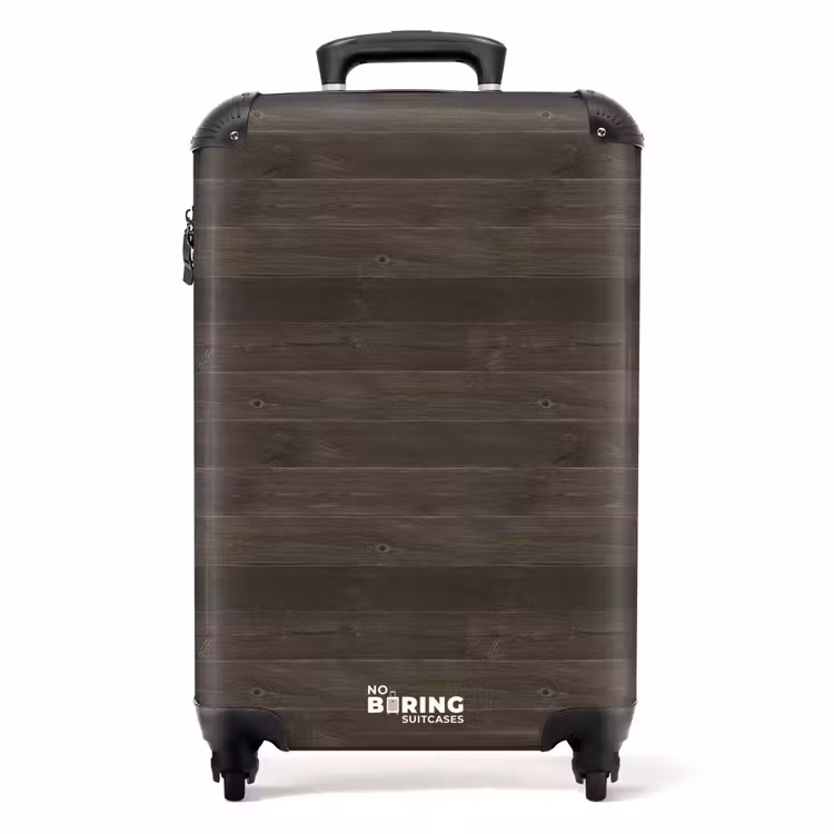 Donker verweerd hout met horizontale planken NBS - Handbagage koffer - Volwassenen Unisex middel -productfoto_recht