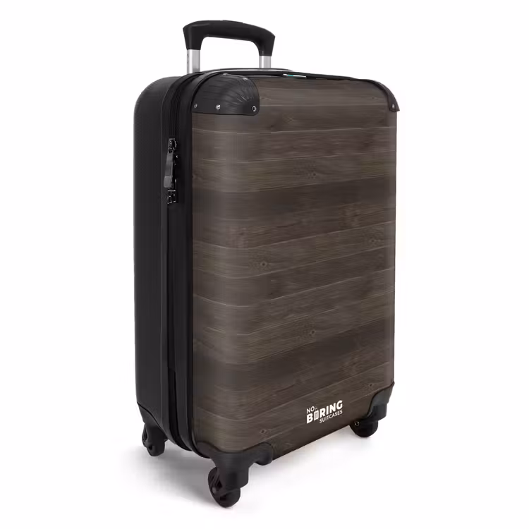 Donker verweerd hout met horizontale planken NBS - Handbagage koffer - Volwassenen Unisex middel -productfoto_3d