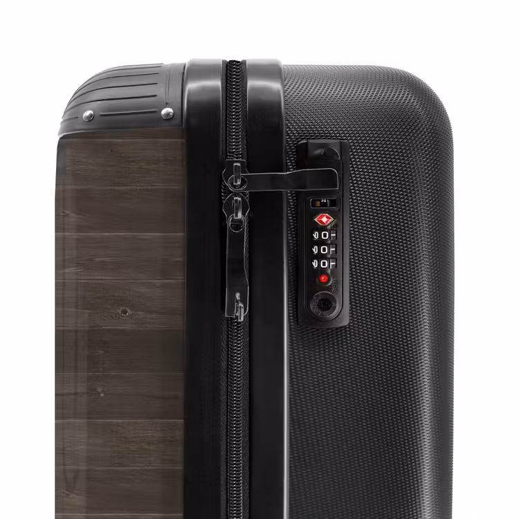 Donker verweerd hout met horizontale planken NBS - Handbagage koffer - Volwassenen Unisex middel -slot