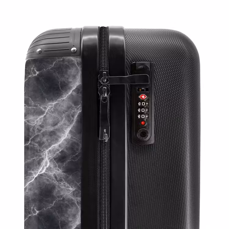 Donkergrijs - Bliksem - Marmer NBS - Handbagage koffer - Volwassenen Unisex middel -slot