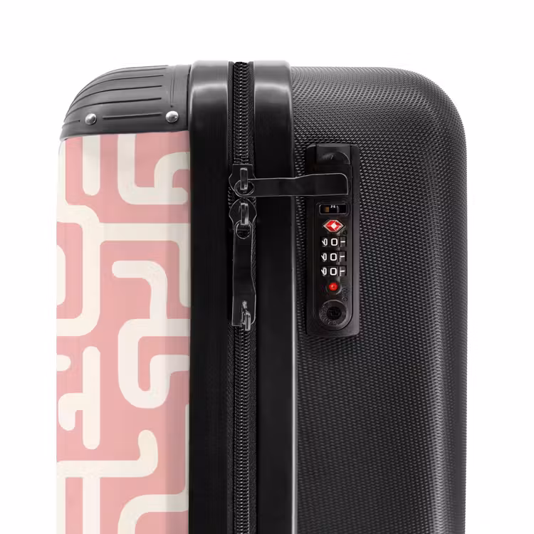 Doolhofpatroon - Roze - Wit - Abstract NBS - Handbagage koffer - Volwassenen Unisex middel -slot