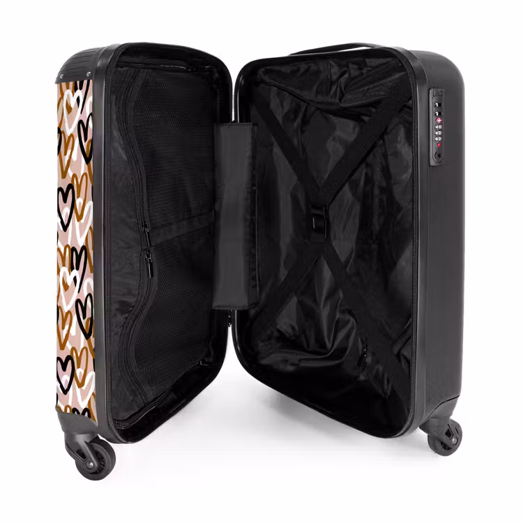 Driedubbele hartenlaag NBS - Handbagage koffer - Volwassenen Unisex middel -binnenkant