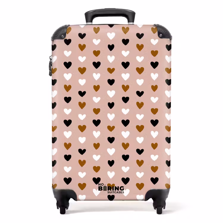 Driekleurige hartjesrijen NBS - Handbagage koffer - Volwassenen Unisex middel -productfoto_recht