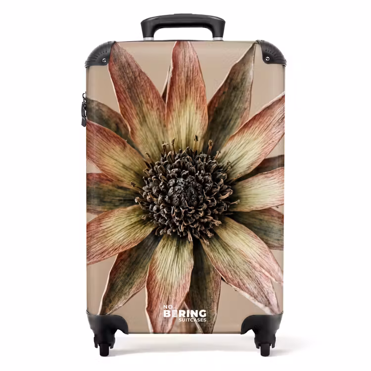 Koffer - Droogbloem - Protea - Vintage - Beige - Rustiek - Droogbloem - Protea - Vintage - Beige - Rustiek NBS - Handbagage koffer - Volwassenen Unisex middel
