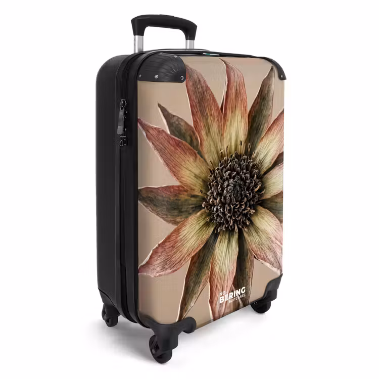 Koffer - Droogbloem - Protea - Vintage - Beige - Rustiek - Droogbloem - Protea - Vintage - Beige - Rustiek NBS - Handbagage koffer - Volwassenen Unisex middel