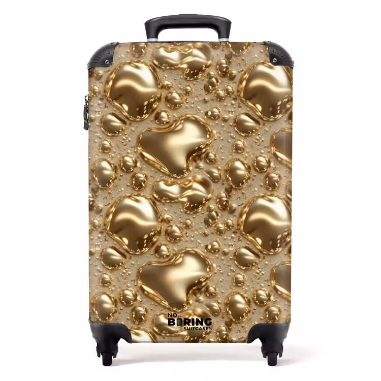 Druppels - Organisch - Goud NBS - Handbagage koffer - Volwassenen Unisex middel -productfoto_recht