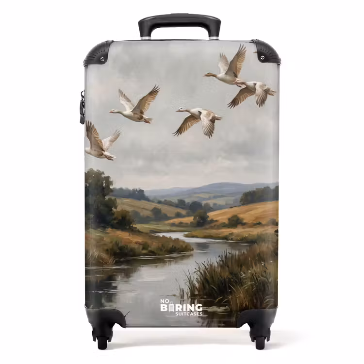 Koffer - Eenden - Rivier - Landschap - Vlucht - Nostalgisch - Eenden - Rivier - Landschap - Vlucht - Nostalgisch NBS - Handbagage koffer - Volwassenen Unisex middel