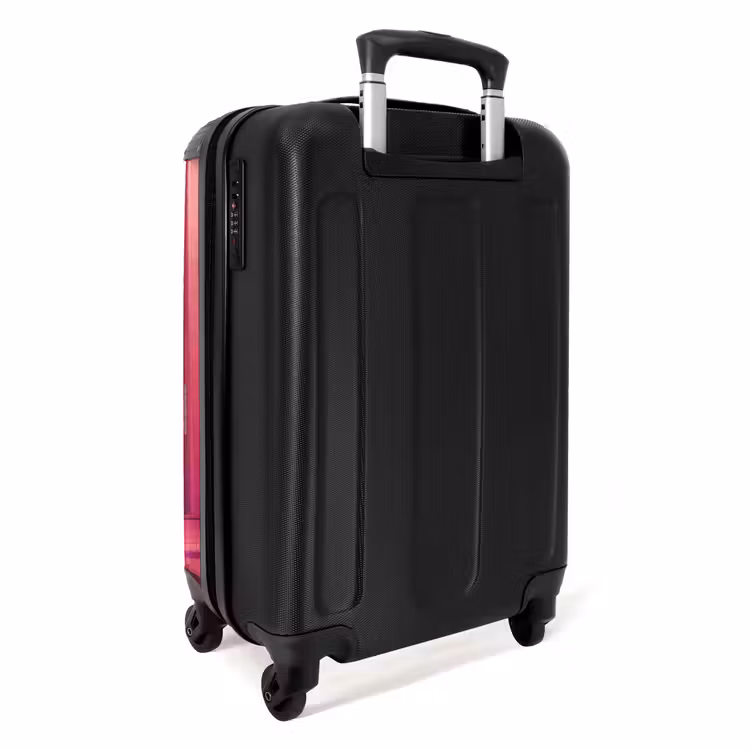 Eenhoorn met roze manen achter roze deur NBS - Handbagage koffer - Kinderen Unisex middel -achterkant