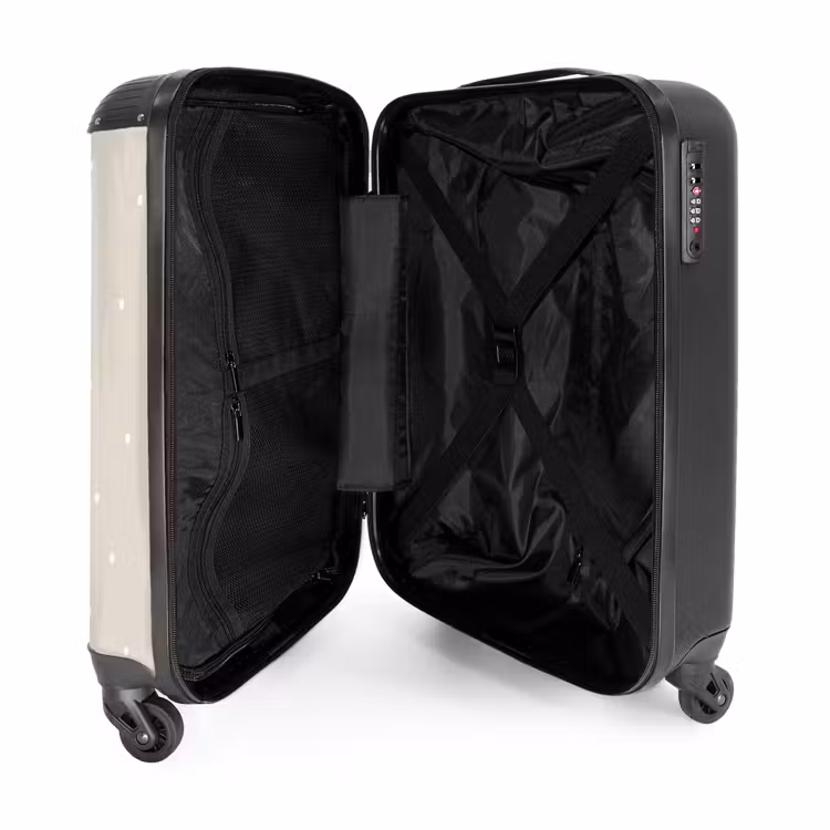 Eenhoorn omringd door stippen in beige kleuren NBS - Handbagage koffer - Volwassenen Unisex middel -binnenkant