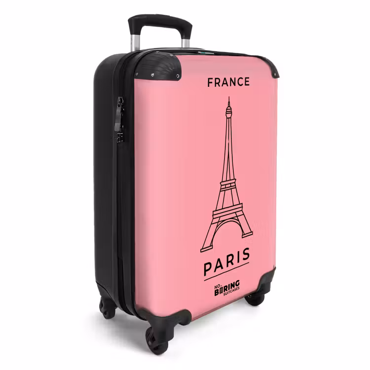 Koffer - Eiffeltoren - Parijs - Architectuur - Minimalistisch - Roze - Eiffeltoren - Parijs - Architectuur - Minimalistisch - Roze NBS - Handbagage koffer - Volwassenen Unisex middel