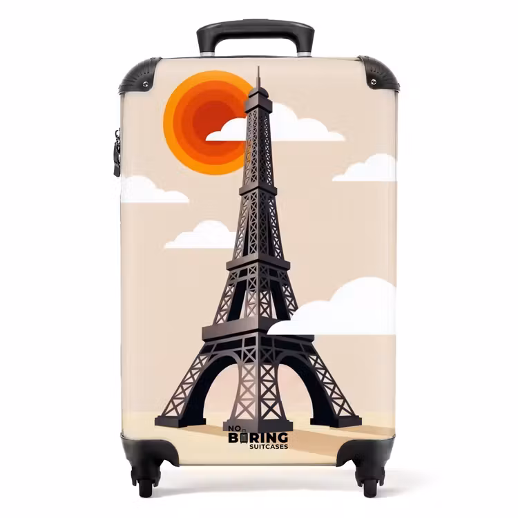 Koffer - Eiffeltoren - Zon - Architectuur - Abstract - Beige - Eiffeltoren - Zon - Architectuur - Abstract - Beige NBS - Handbagage koffer - Volwassenen Unisex middel