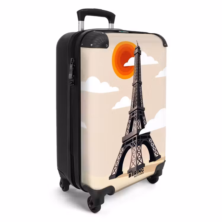 Koffer - Eiffeltoren - Zon - Architectuur - Abstract - Beige - Eiffeltoren - Zon - Architectuur - Abstract - Beige NBS - Handbagage koffer - Volwassenen Unisex middel
