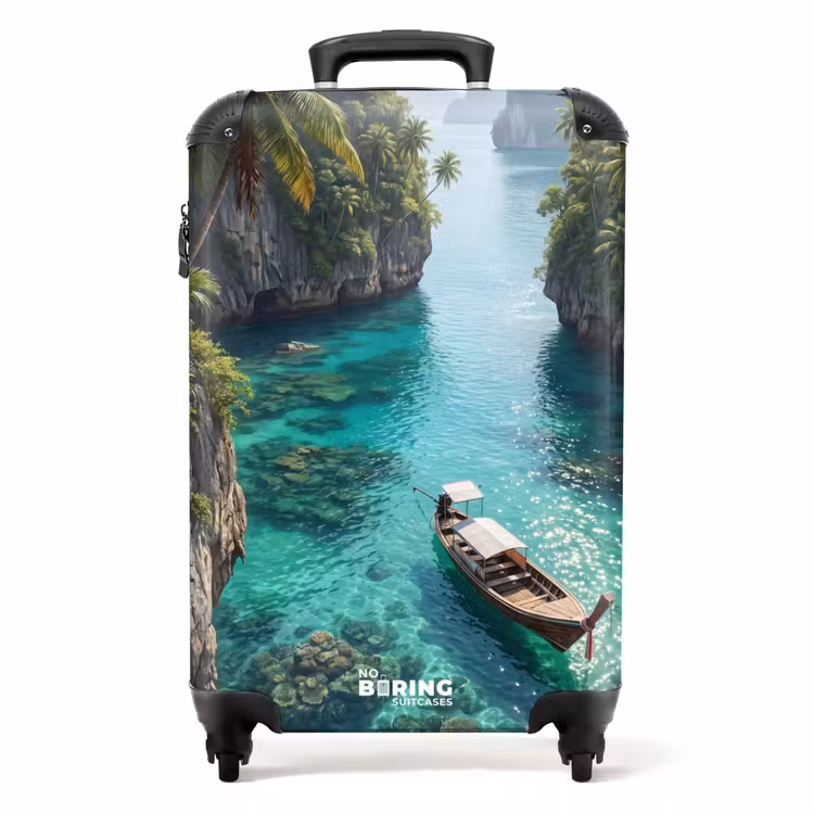 Koffer - Eiland - Tropisch - Water - Palmbomen - Natuur - Eiland - Tropisch - Water - Palmbomen - Natuur NBS - Handbagage koffer - Volwassenen Unisex middel