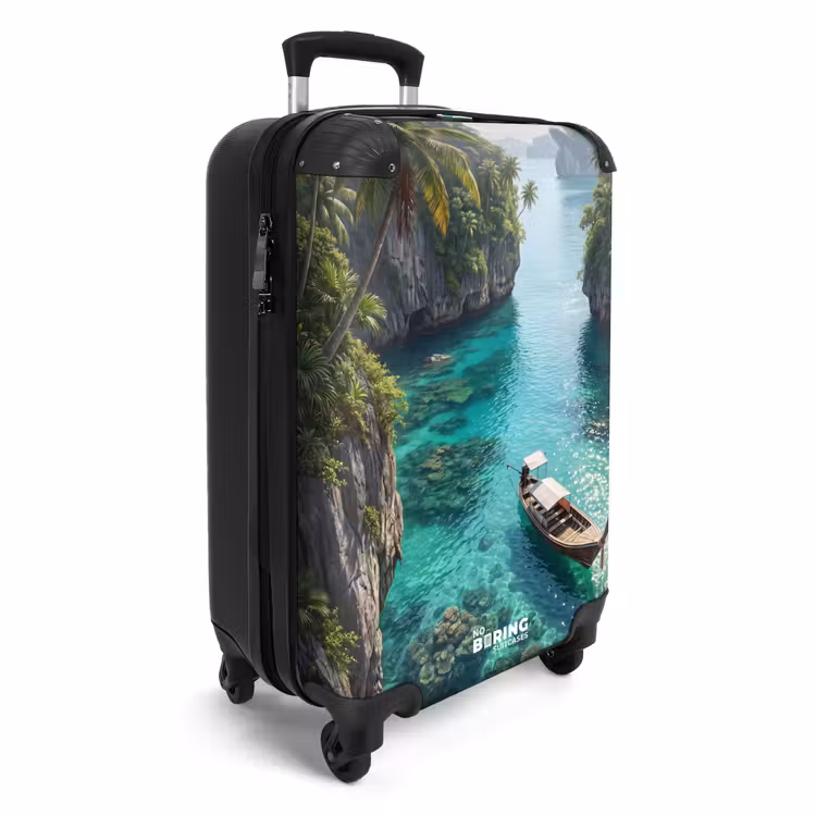 Koffer - Eiland - Tropisch - Water - Palmbomen - Natuur - Eiland - Tropisch - Water - Palmbomen - Natuur NBS - Handbagage koffer - Volwassenen Unisex middel