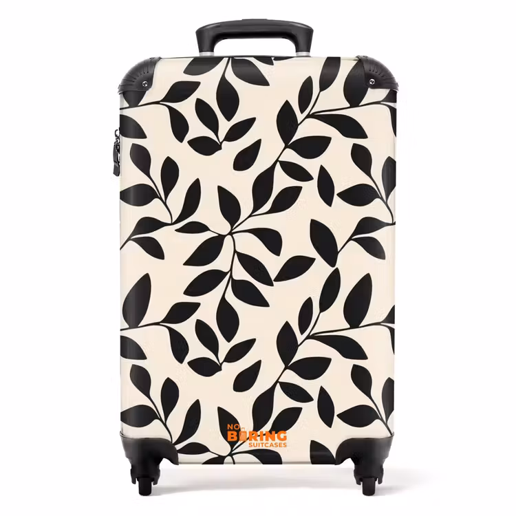 Elegant - Patroon - Zwart - Beige NBS - Handbagage koffer - Volwassenen Unisex middel -productfoto_recht