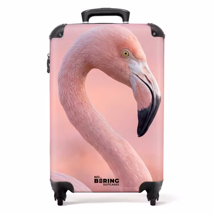 Koffer - Flamingo - Portret - Roze - Flamingo - Portret - Roze NBS - Handbagage koffer - Volwassenen Unisex middel