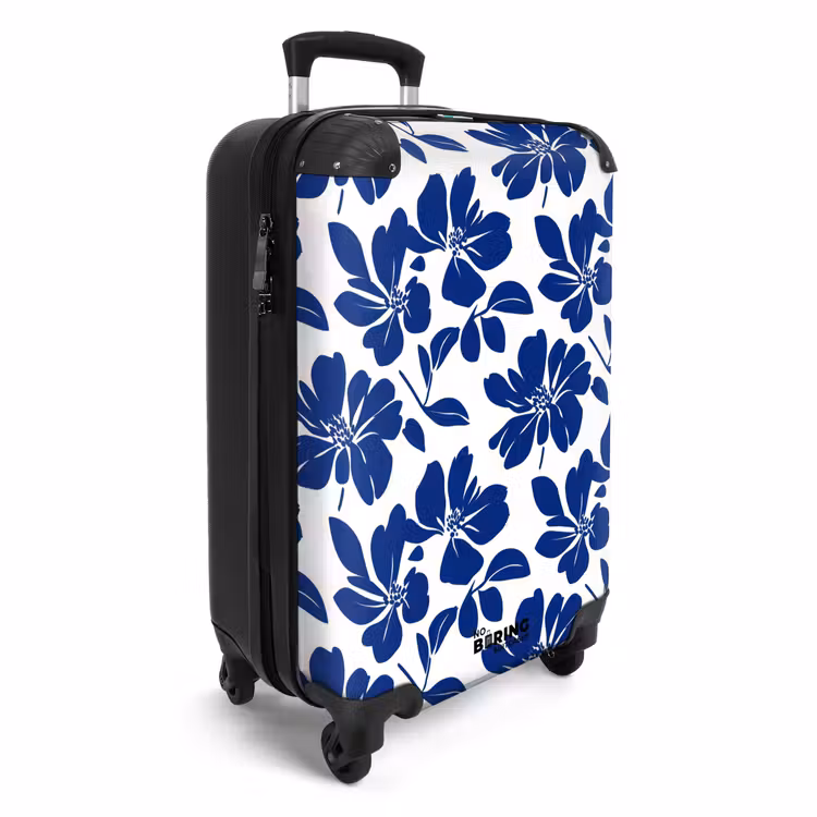 Floraal - Modern - Blauw NBS - Handbagage koffer - Volwassenen Unisex middel -productfoto_3d
