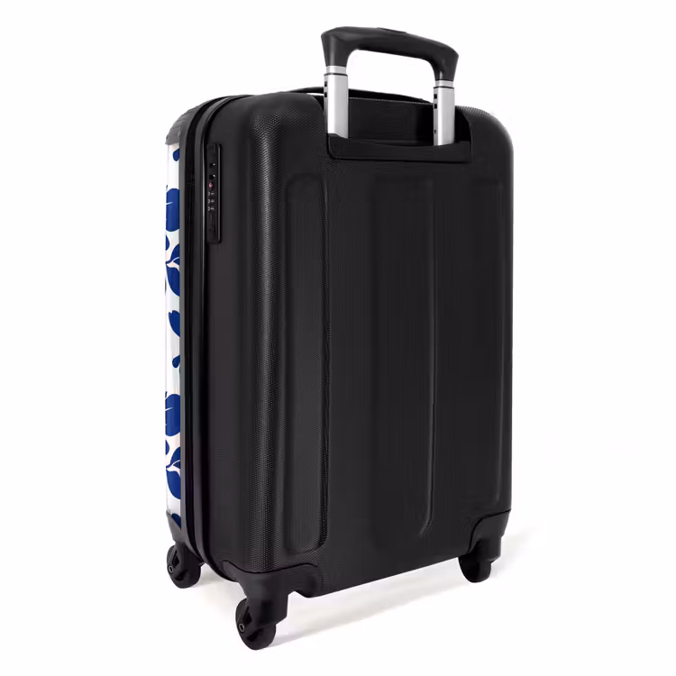 Floraal - Modern - Blauw NBS - Handbagage koffer - Volwassenen Unisex middel -achterkant