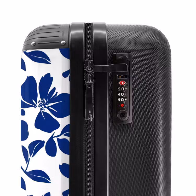 Floraal - Modern - Blauw NBS - Handbagage koffer - Volwassenen Unisex middel -slot