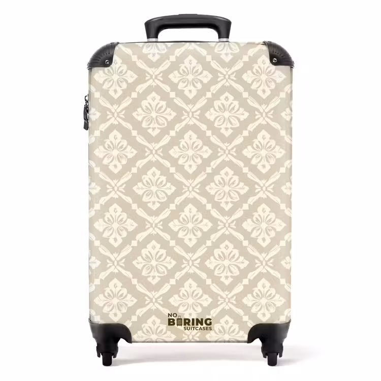 Floraal - Ornament - Beige NBS - Handbagage koffer - Volwassenen Unisex middel -productfoto_recht