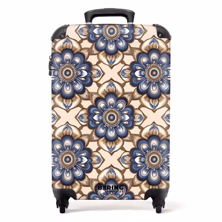 Floraal - Ornament - Blauw NBS - Handbagage koffer - Volwassenen Unisex middel -productfoto_recht