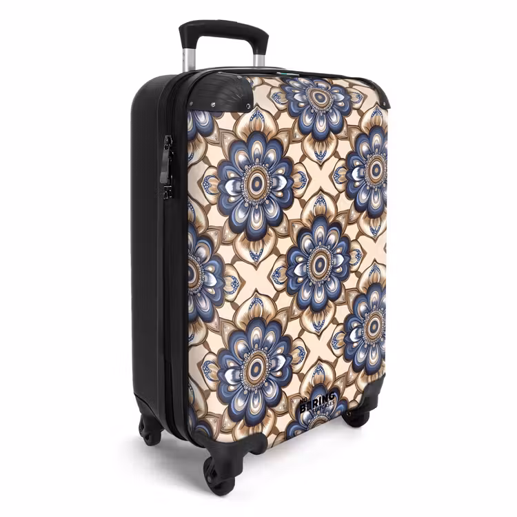 Floraal - Ornament - Blauw NBS - Handbagage koffer - Volwassenen Unisex middel -productfoto_3d