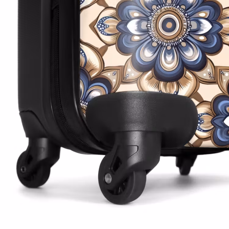 Floraal - Ornament - Blauw NBS - Handbagage koffer - Volwassenen Unisex middel -wiel