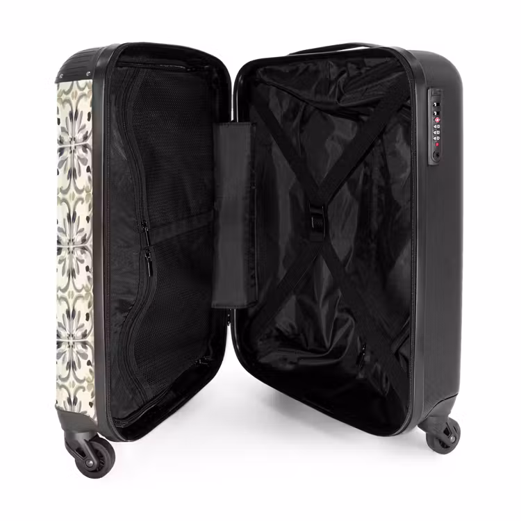 Floraal - Patroon - Kleurrijk NBS - Handbagage koffer - Volwassenen Unisex middel -binnenkant