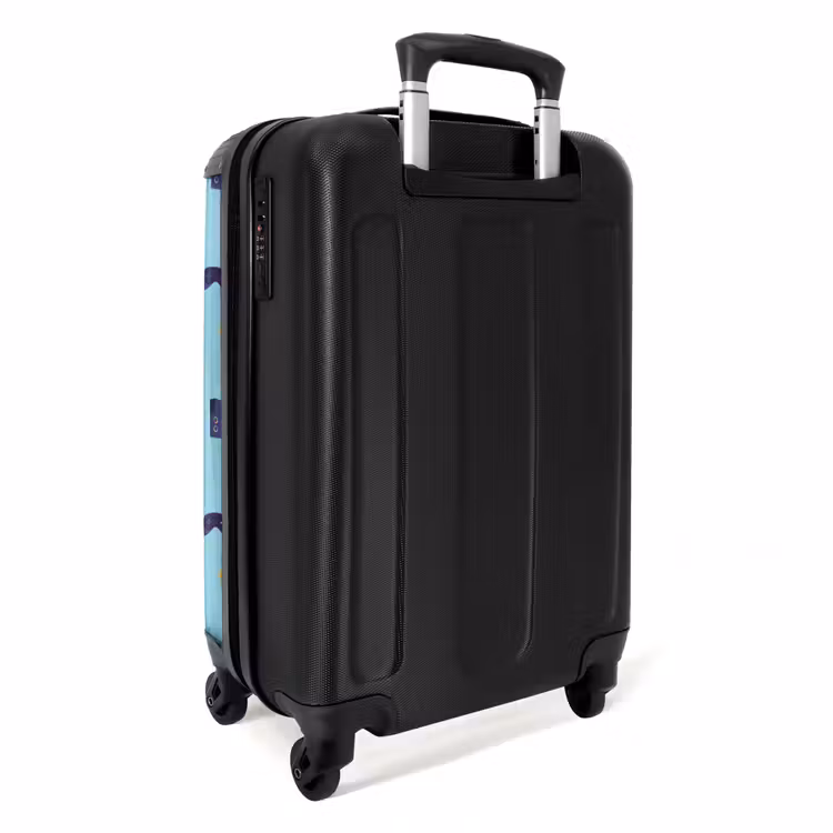 Gamer patroon met spelaccessoires op blauw NBS - Handbagage koffer - Kinderen Unisex middel -achterkant