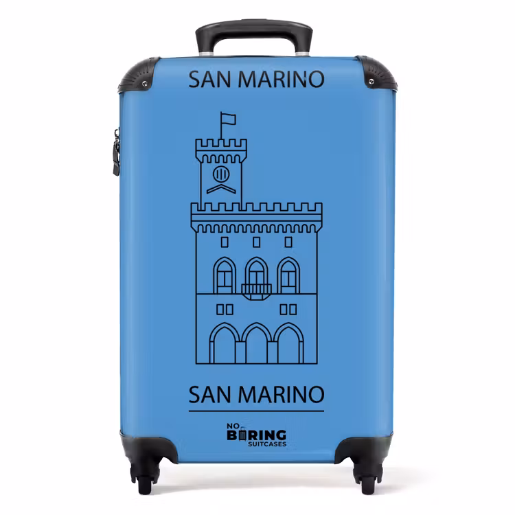 Koffer - Gebouw - San Marino - Architectuur - Lijntekening - Blauw - Gebouw - San Marino - Architectuur - Lijntekening - Blauw NBS - Handbagage koffer - Volwassenen Unisex middel