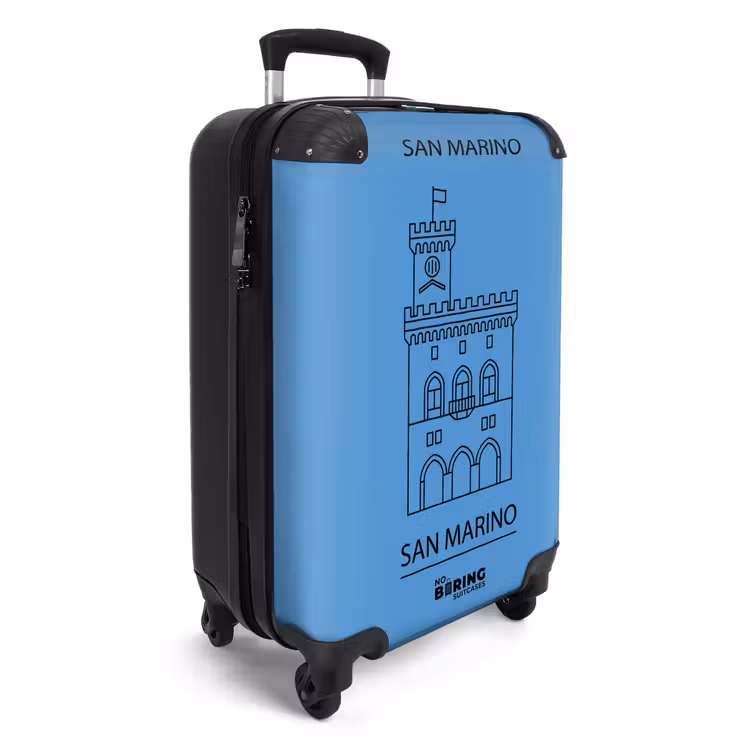 Koffer - Gebouw - San Marino - Architectuur - Lijntekening - Blauw - Gebouw - San Marino - Architectuur - Lijntekening - Blauw NBS - Handbagage koffer - Volwassenen Unisex middel