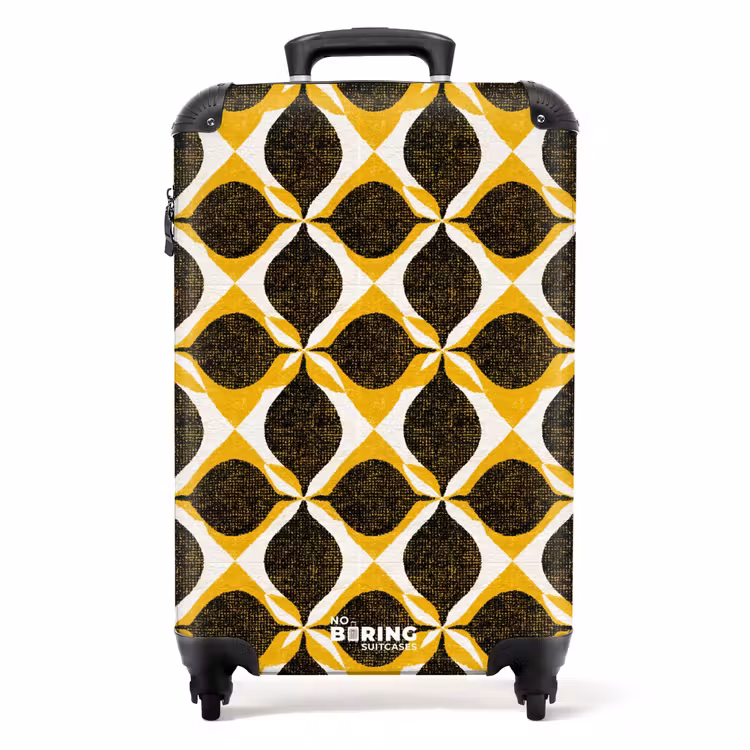 Koffer - Geel - Zwart - Geometrisch - Retro - Textuur - Geel - Zwart - Geometrisch - Retro - Textuur NBS - Handbagage koffer - Volwassenen Unisex middel