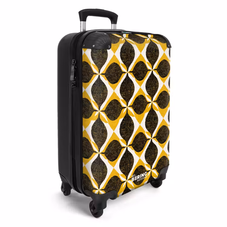 Koffer - Geel - Zwart - Geometrisch - Retro - Textuur - Geel - Zwart - Geometrisch - Retro - Textuur NBS - Handbagage koffer - Volwassenen Unisex middel