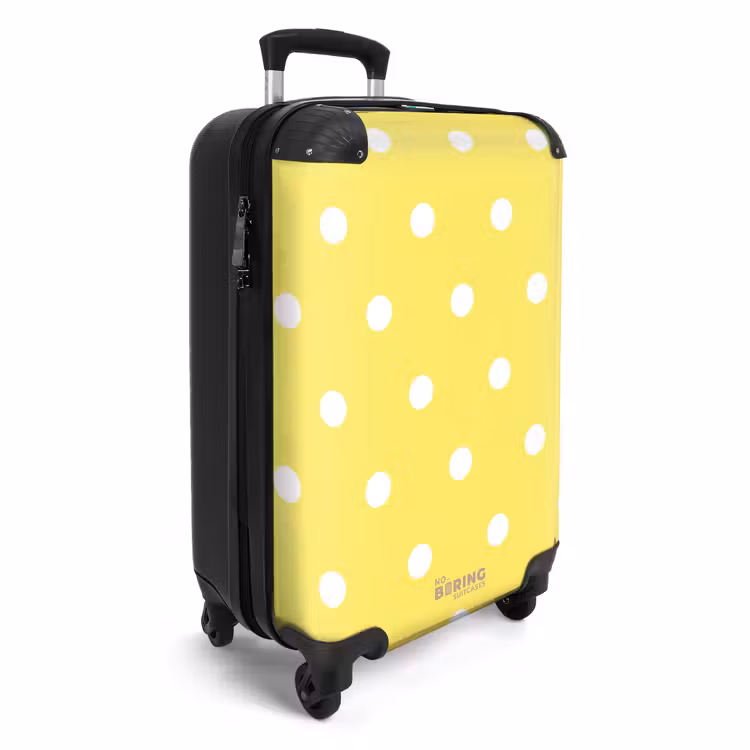 Gele achtergrond met witte stippen NBS - Handbagage koffer - Unisex middel -productfoto_3d