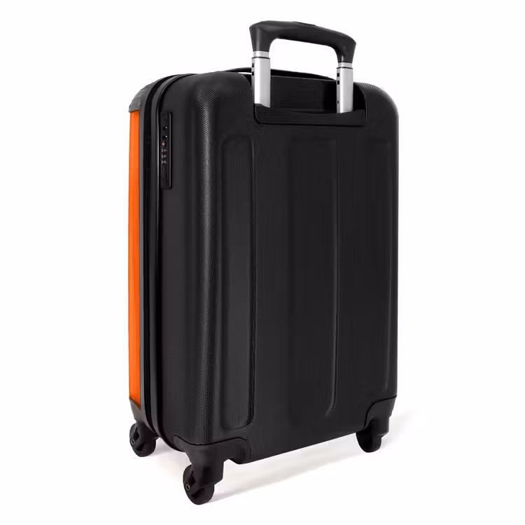 Gele auto met gele vlammen NBS - Handbagage koffer - Unisex middel -achterkant