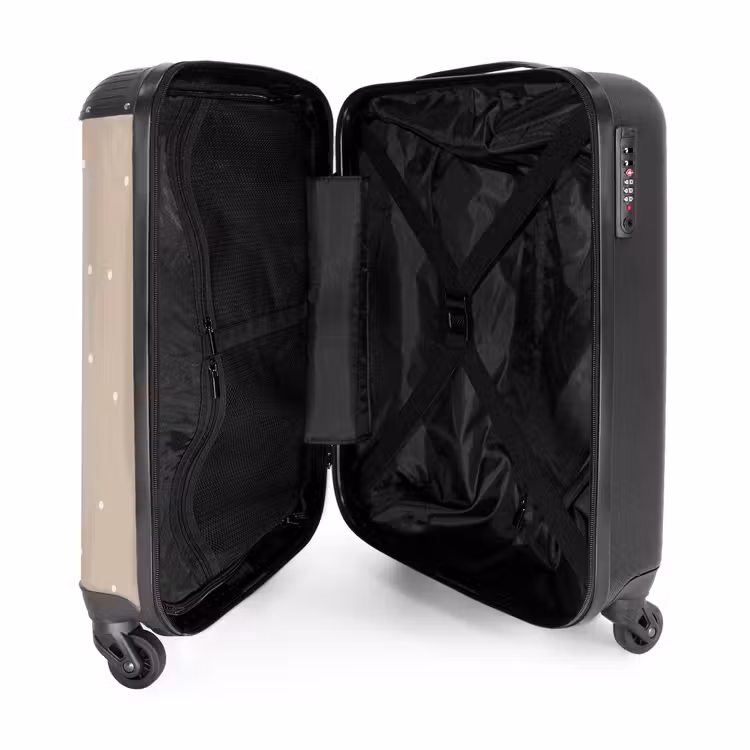 Gele kiepwagen met stenen en stippenpatroon NBS - Handbagage koffer - Volwassenen Unisex middel -binnenkant