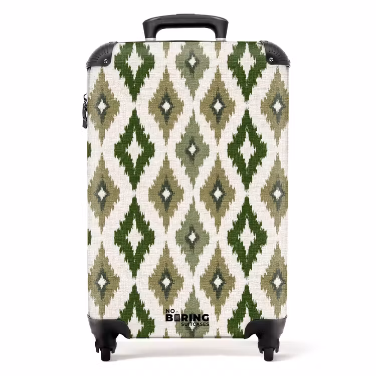 Koffer - Geografisch - Ruitmotief - Groen - Geografisch - Ruitmotief - Groen NBS - Handbagage koffer - Volwassenen Unisex middel