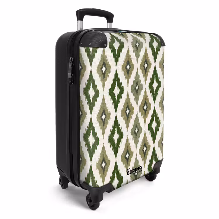 Koffer - Geografisch - Ruitmotief - Groen - Geografisch - Ruitmotief - Groen NBS - Handbagage koffer - Volwassenen Unisex middel