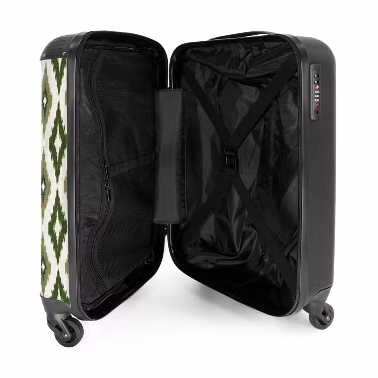 Koffer - Geografisch - Ruitmotief - Groen - Geografisch - Ruitmotief - Groen NBS - Handbagage koffer - Volwassenen Unisex middel