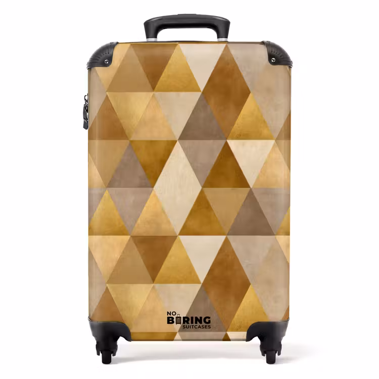 Geometrisch - Driehoek - Goud NBS - Handbagage koffer - Volwassenen Unisex middel -productfoto_recht